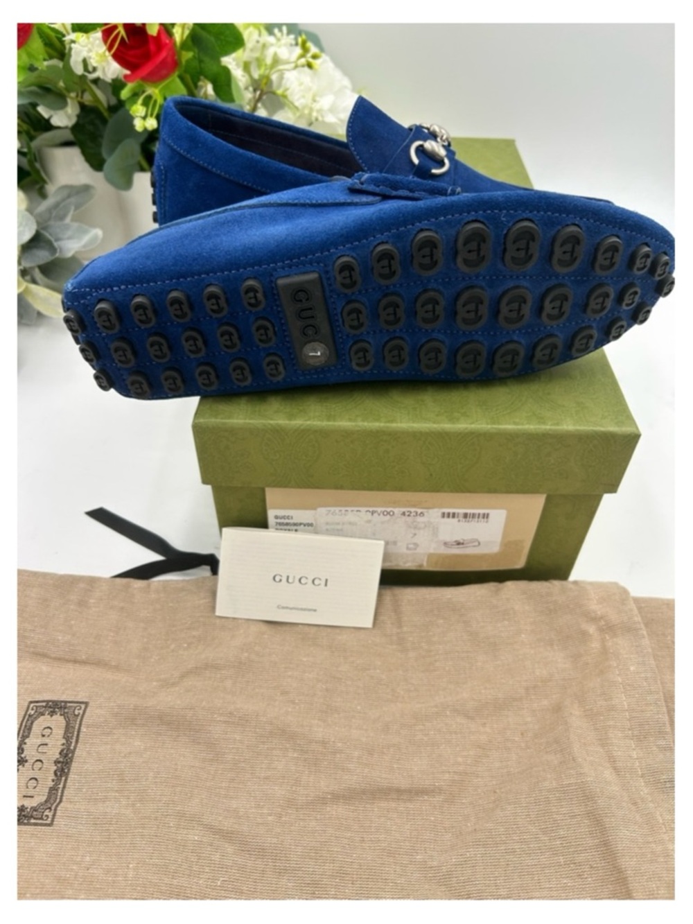 Gucci horse bit blue suede loafers size 7 fits 8 US made in Italy - Picture 4 of 7